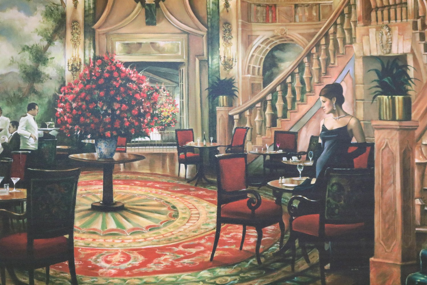 “Pierre's Tea Room” features an elegant hostess awaiting her guests’ arrival.